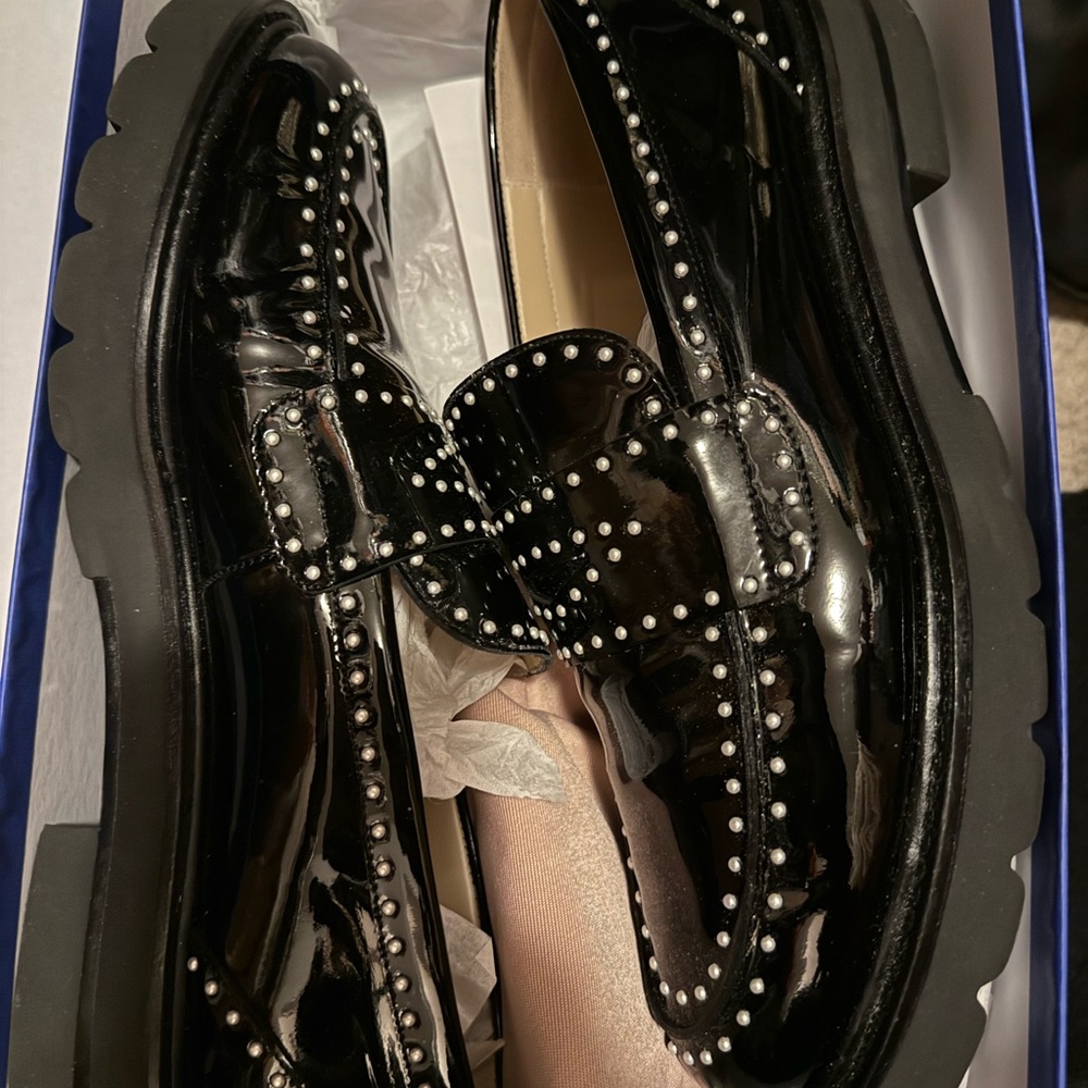 Stuart Weitzman Black Studded Flats